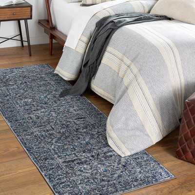 Emma Traditional Navy and Gray Square Area Rug