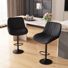 Modern Bar Stools Set of 2, Faux Leather Upholstered Swivel Counter Stools with Back, Adjustable from 21.2” to 29.6" for Kitchen Island, Bar - 2 of 4