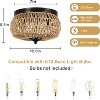 Gulches Brown Boho Rustic Coastal 3-Light Dimmable Flush Mount Ceiling Light for Living Room with Hand Woven Rattan Cage Shade - 4 of 4