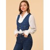 Allegra K Women's Vintage Button-Up Sleeveless Cropped Jean Waistcoat Vest - 4 of 4