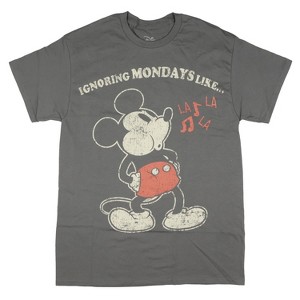 Seven Times Six Disney Mickey Mouse Shirt Mens Ignoring Modays Adult Short Sleeve T-Shirt Grey - 1 of 3