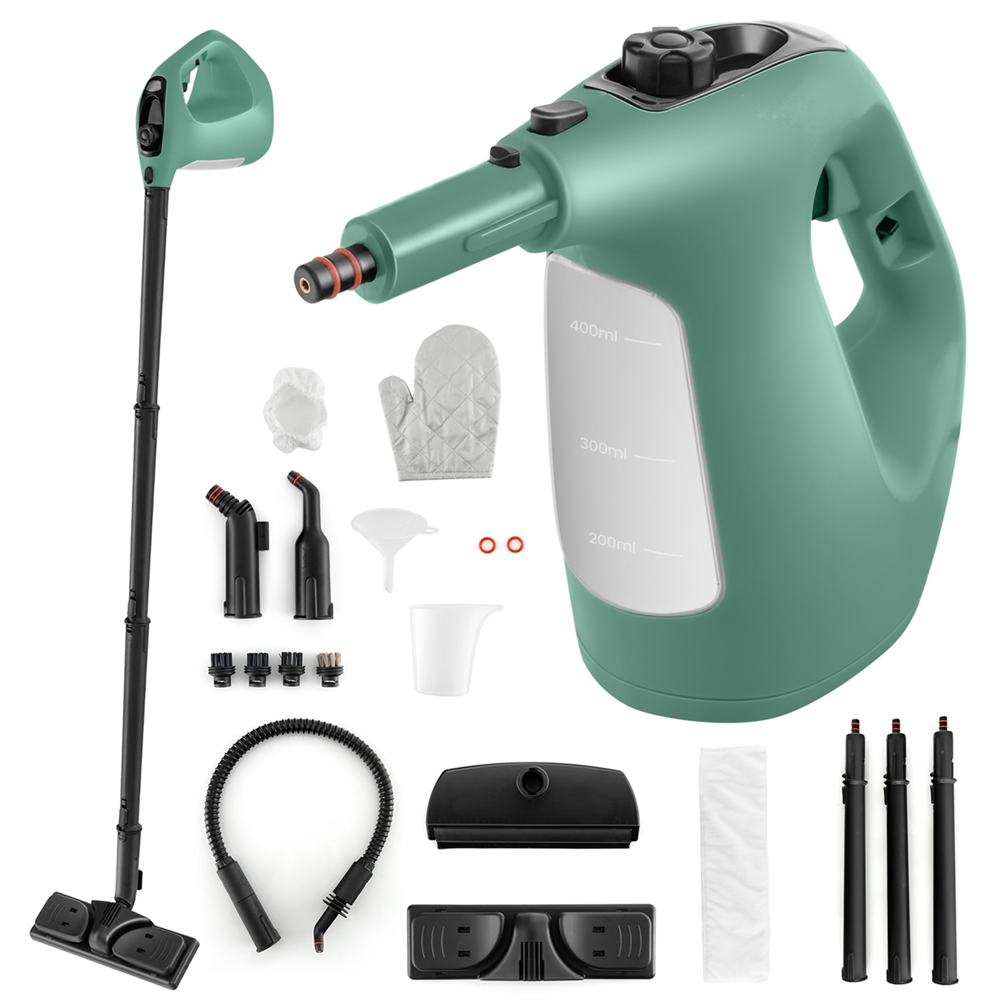 Costway 1400W Multipurpose Handheld Steam Cleaner Steam Mop with 14 Accessories Green