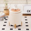 KTMBDW Round Ottoman Foot Stool with Storage and Metal Legs, Velvet Upholstered Footrest Stool Support 300lbs for Living Room Bedroom - 3 of 4