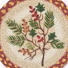 Earth Rugs Evergreen Holly Round Trivet – 10" Printed Holiday Berry Design on Braided Natural Jute - 2 of 3