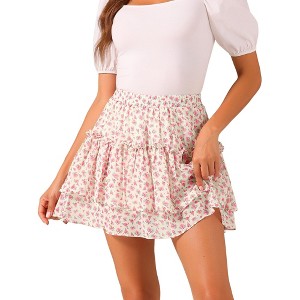 INSPIRE CHIC Women's Summer Floral Tiered Ruffle Cute Mini Skirt - 1 of 4