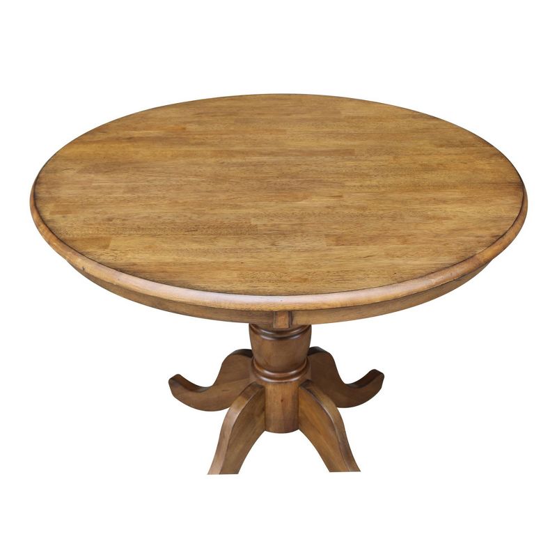 36" Round Top Pedestal Table - Pecan - International Concepts, 5 of 8