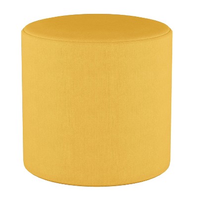 Round Ottoman In Linen French Yellow 