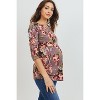 Hello Miz Women's Round Neck 3/4 Sleeve Front Pleat Maternity Top - 2 of 4