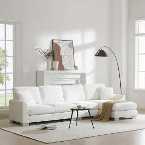 Whisen Modern Oversized Sectional Sofa, L-shaped Luxury Couch Set with Chaise and 2 Pillows - 1 of 4