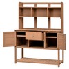 Garden Potting Bench with Hutch, 50.2" Fir Wood Gardening Workstation with Adjustable Shelves, Outdoor Planting Table for Backyard Balcony - 2 of 4