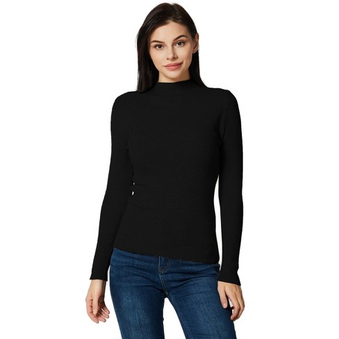 Black ribbed 2025 mock turtleneck