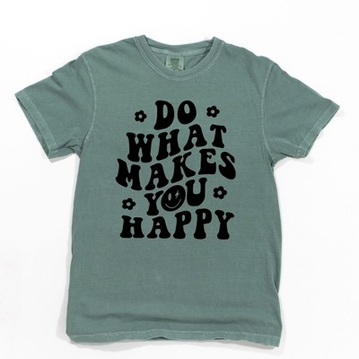 Simply Sage Market Women's Makes You Happy Smiley Face Short Sleeve Garment Dyed Tee