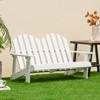 Infans 2 Person Adirondack Chair Kid Solid Wood Loveseat Backrest Arm Rest Patio White - 3 of 4