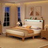 Coucheta Full Size Boucle Bed Frame with Headboard and LED Lights, Upholstered Platform Bed Frame with Charging Station - 3 of 4