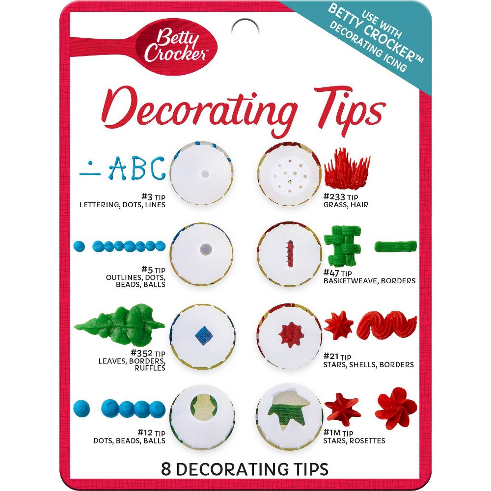 Betty Crocker Plastic Decorating Tips - 8ct
