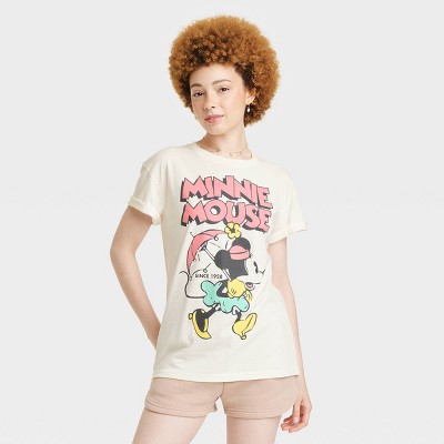 Women's Disney Minnie Mouse Retro Short Sleeve Graphic T-shirt - White ...