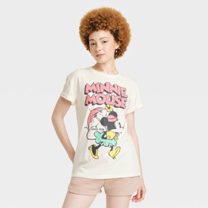 Women's Disney Minnie Mouse Retro Short Sleeve Graphic T-Shirt - White - 1 of 3