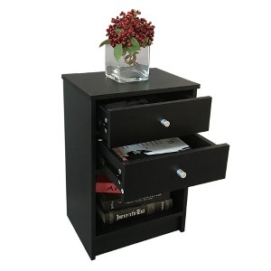 KTMBDW Round Handle Night Stand with Two Drawer Black for Living Room Bedroom, Black - 1 of 4