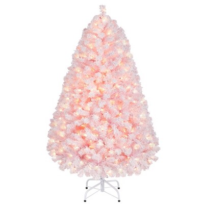 Yaheetech Pre-lit Flocked Artificial Christmas Tree Snow Frosted Christmas Tree
