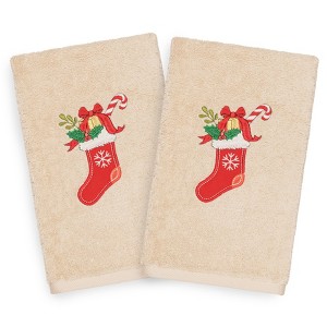 Linum Home Textiles Christmas Stocking - Embroidered Luxury 100% Turkish Cotton Hand Towels (Set of 2) - 1 of 3