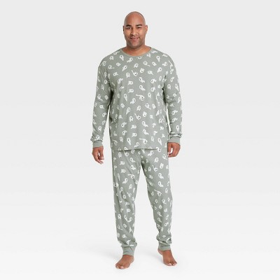 Men's Big & Tall Halloween Ghost Matching Family Pajama Set - Gray 2XL