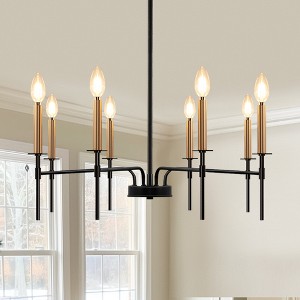 YANSUN 8 Light Modern Farmhouse Black and Gold Chandelier for Dining Room Over Table,Hanging Ceiling Candle Chandeliers - 1 of 1