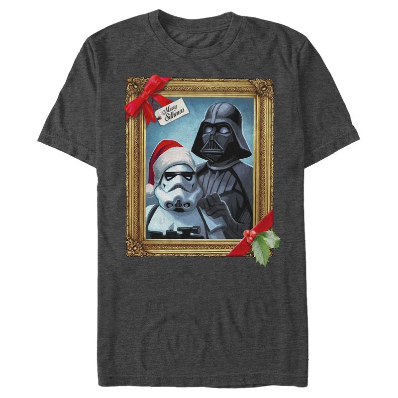 Men's Star Wars Christmas Vader Trooper Family Photo T-Shirt, 1 of 5