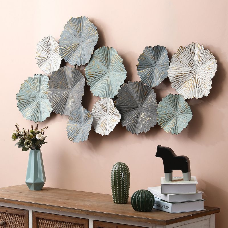 LuxenHome 48-Inch Multi-Color Metal Flowers Modern Wall Decor Gray, 5 of 9