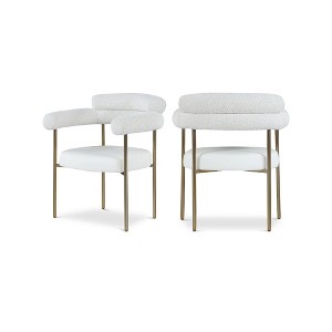 Meridian Furniture,Blake Cognac Vegan Leather /  Boucle Fabric Dining Chair, Set of 2 - 1 of 4