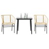 vidaXL 3 Piece Patio Dining Set - Brown Poly Rattan, Tempered Glass Tabletop - Perfect for Outdoor Garden/Patio Use - 2 of 4