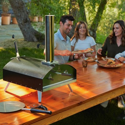 Stoke 5pc 13&#34; Wood Fueled Outdoor Patio Pizza Oven with Pizza Stone, Weatherproof Cover, Pizza Peel and Pizza Cutter_4