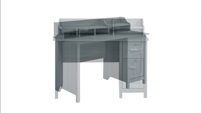 Modern Gray Wood-Design Office Desk with Hutch and Drawers