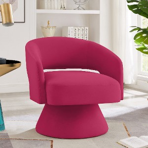 Lyngins 360° Swivel Barrel Chair, Modern Velvet Accent Chair with Curved Back & Solid Wood Base, Upholstered Swivel Chair/Armchair for Homerest - 1 of 4