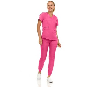 MediChic Scrubs for Women's V-Neck Scrub Set with Six Pocket Cargo Jogger Pants with 4-Way Stretch - 1 of 4