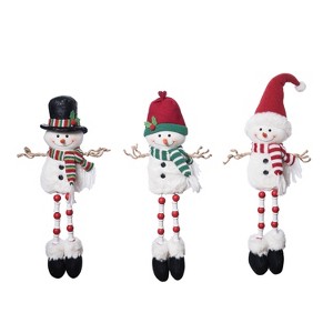Transpac Christmas Plush Snowman Sitter with Dangle Legs Set of 3 Christmas Home Decorations - 1 of 1