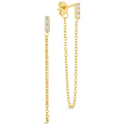 SHINE by Sterling Forever Chelsea CZ Chain Drop Stud Earrings