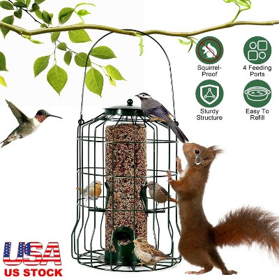 Munora Squirrel-Proof Bird Feeder - Outdoor Metal Hanging Feeder with 4 Ports, Chew-Proof Design for Small Songbirds