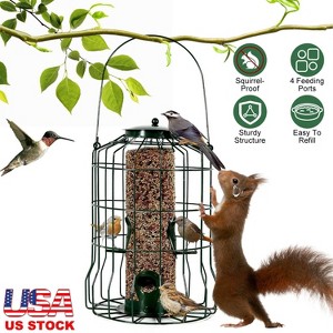 Munora Squirrel-Proof Bird Feeder - Outdoor Metal Hanging Feeder with 4 Ports, Chew-Proof Design for Small Songbirds - 1 of 4