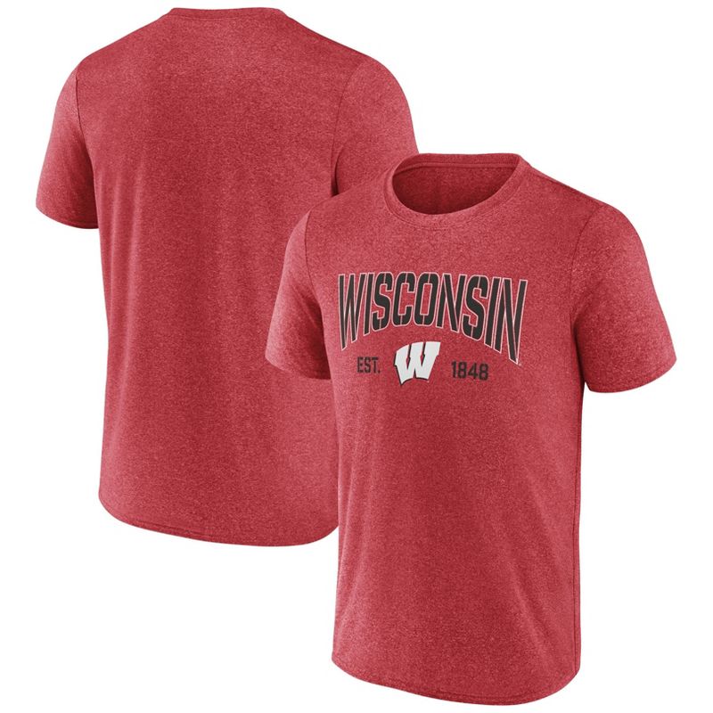 NCAA Wisconsin Badgers Men&#39;s Heather Poly T-Shirt, 1 of 4