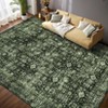 6 x 9 ft Polyester Wool Spinning Brown Rectangular Hallway Bathroom Entryway Kitchen Office Foldable Flower Printed  Washable Area Rug - 4 of 4