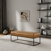 Ashcroft Furniture,Odessa Tan Leather Bench - 3 of 4