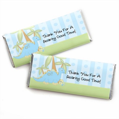 Big Dot of Happiness Baby Boy Dinosaur - Candy Bar Wrappers Baby Shower or Birthday Party Favors - Set of 24