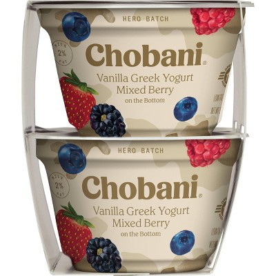 Chobani Mixed Berry on the Bottom Low-Fat Vanilla Greek Yogurt - 4ct/5.3oz Cups