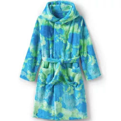 Lands' End Kids Fleece Hooded Robe - 2 - Island Turquoise Tie Dye