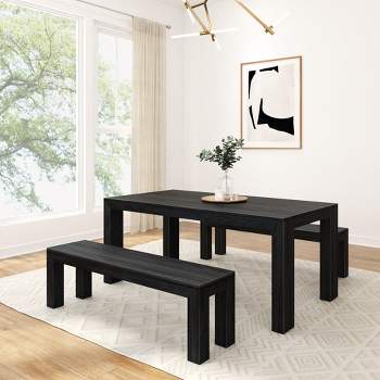 Plank+Beam Farmhouse Dining Table Set with 2 Benches, Table for Dining Room/Kitchen, Seats 6, 72 Inch