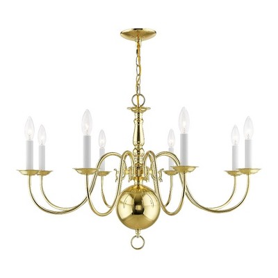 Livex Lighting Williamsburgh 8 - Light Chandelier in  Polished Brass