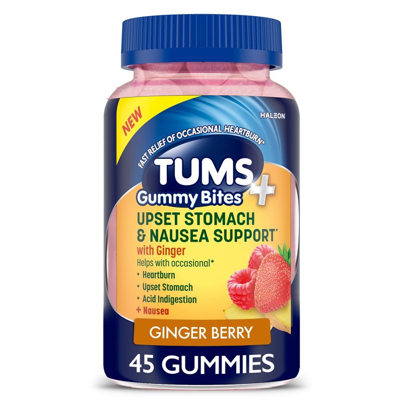 Tums + Upset Stomach &#38; Nausea Support Gummy Bites - Ginger Berry - 45ct, 1 of 7
