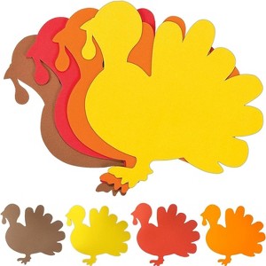 4E's Novelty 24 Pack Blank Foam Turkey Craft-8" Foam Turkey Cutouts for Classroom Thanksgiving Turkey Bulletin Board Decorations & School Party Craft - 1 of 4