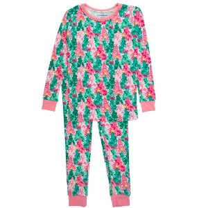 RuffleButts SoftSnooze Girls Holiday Ruffle Long Sleeve Pajama Set - 1 of 2