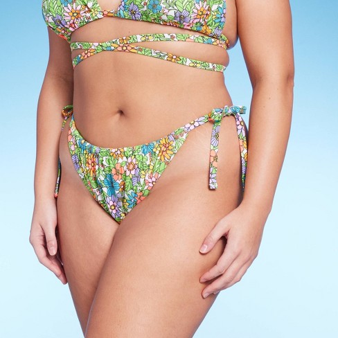 Women's Side-tie Adjustable Coverage Ultra High Leg Bikini Bottom - Wild  Fable™ Floral Print X : Target